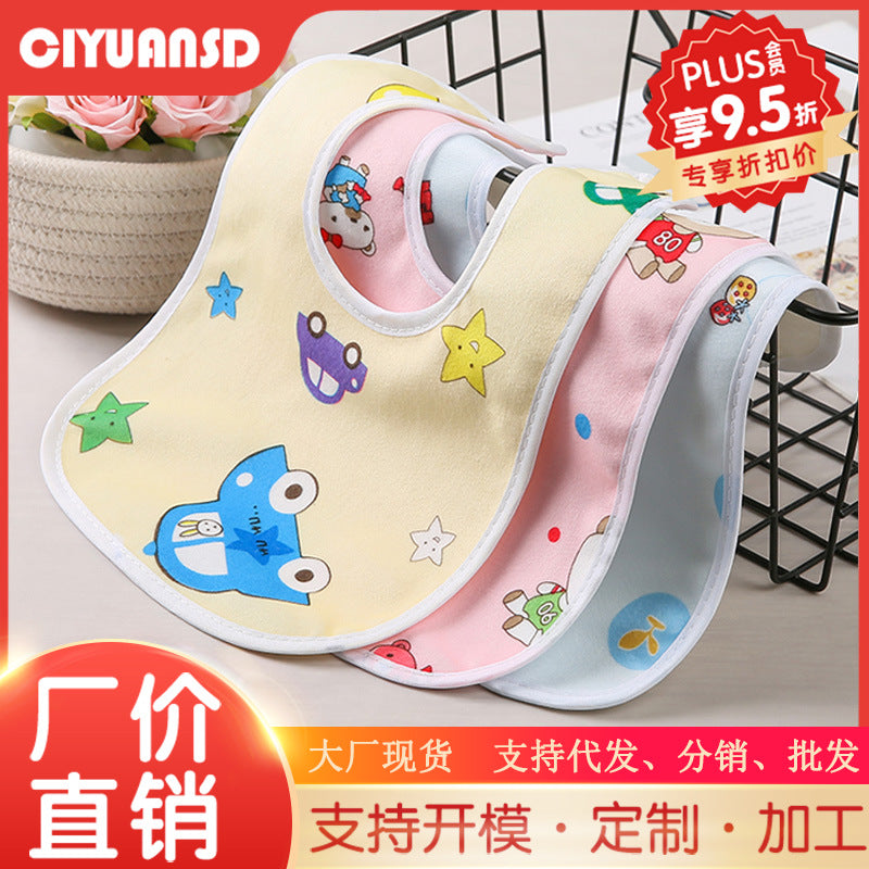 Baby products 0-3 years old crystal velvet u-shaped waterproof snap button saliva towel baby eating bib bib toddler rice bag