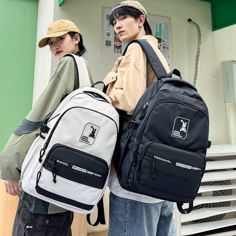 New large-capacity high school backpack, student schoolbag, simple female college bag, casual versatile travel backpack