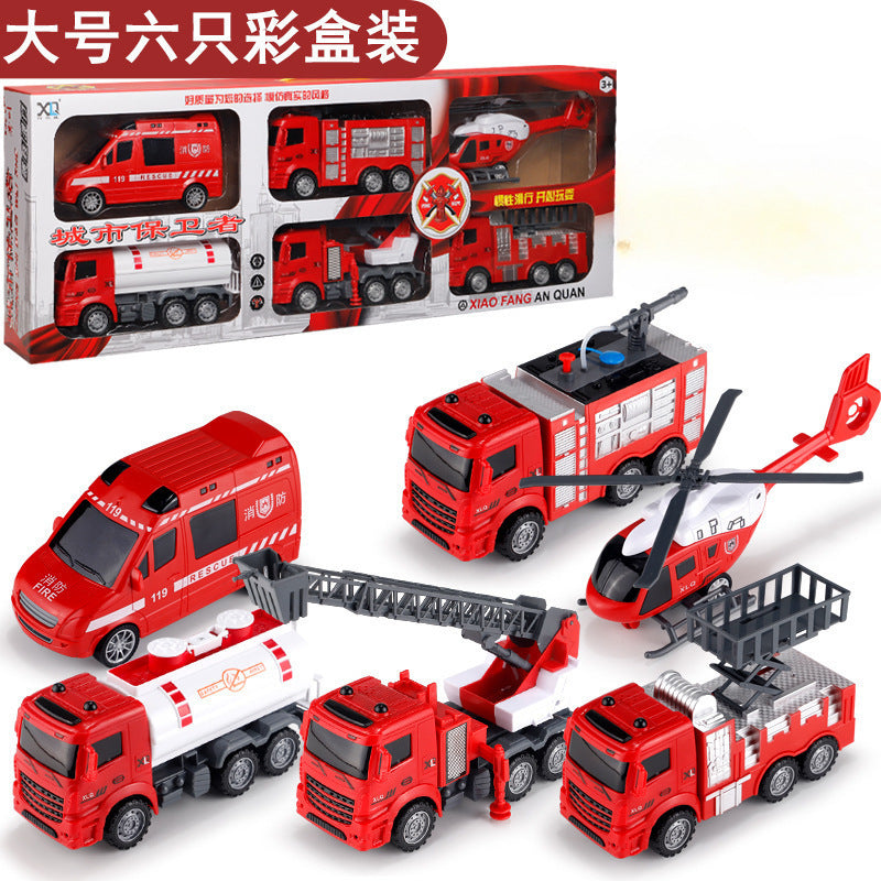 Large Children's Inertia Boy Toy Car Construction Vehicle Excavator Crane Dump Truck Mixer Truck Gift Box Set