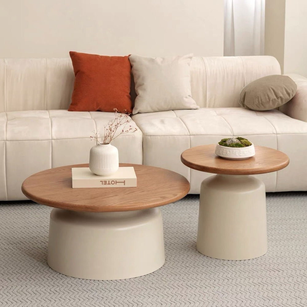 Cream style solid wood coffee table living room for home small apartment casual modern popular side table new arrival round japanese tea table