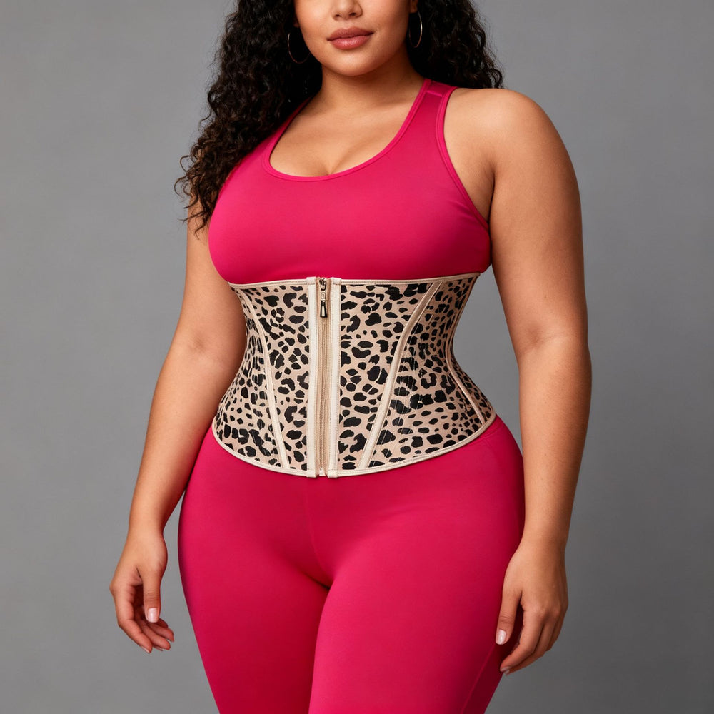 [leopard print yellow] 13-bone cross-border sports shaping slimming sweat rubber fitness waistband latex abdominal belt