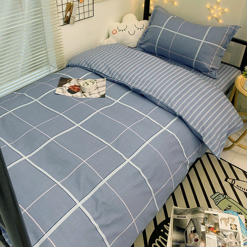 Student dormitory quilt cover three-piece bed sheet pure cotton single bed children's bed quilt cover simple four-season universal 3