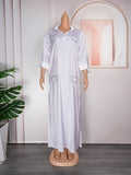 Aliexpress tiktok african women's new arrival shiny silk satin loose plus size dress with free butterfly brooch