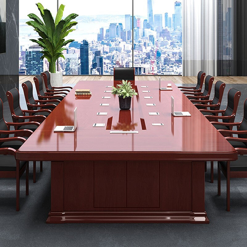 Saint li paint conference table with solid wood veneer, rectangular table, company meeting large negotiation table and chair set