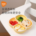 Baby plate - all-in-one silicone divided plate with suction cup for infants - self-feeding utensils for toddlers learning to eat