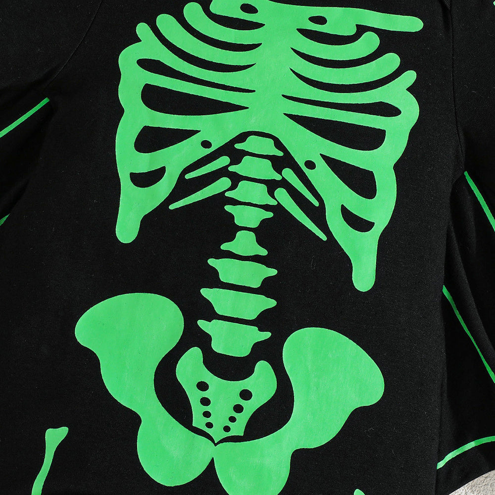 new halloween baby costume: skeleton & bat long-sleeve romper with hat