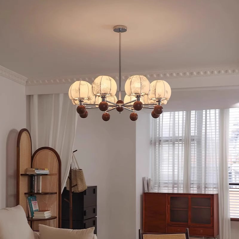 [Strict selection] American retro chandelier antique pattern chandelier Nanyang fabric walnut study restaurant light