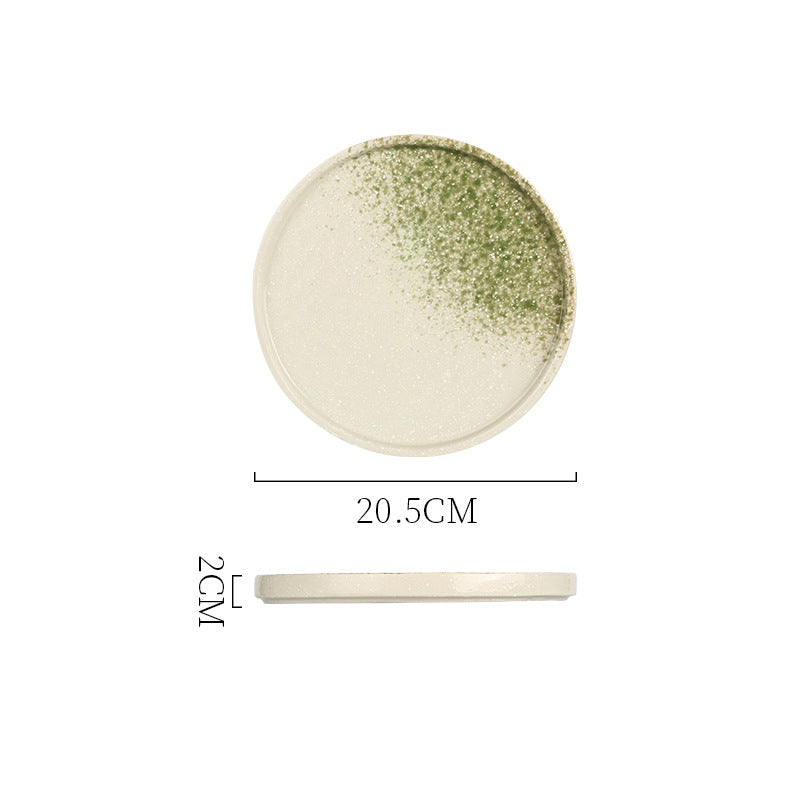 Vintage ceramic dinner plate - stylish, high-value round plate with rim, perfect for restaurants and home use. japanese-style, high-temperature resistant steak plate