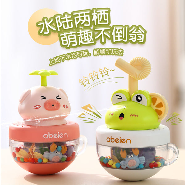 Cross-border new amphibious cute tumbler toy baby playing with water eggs spraying water nourishing tumbler toy