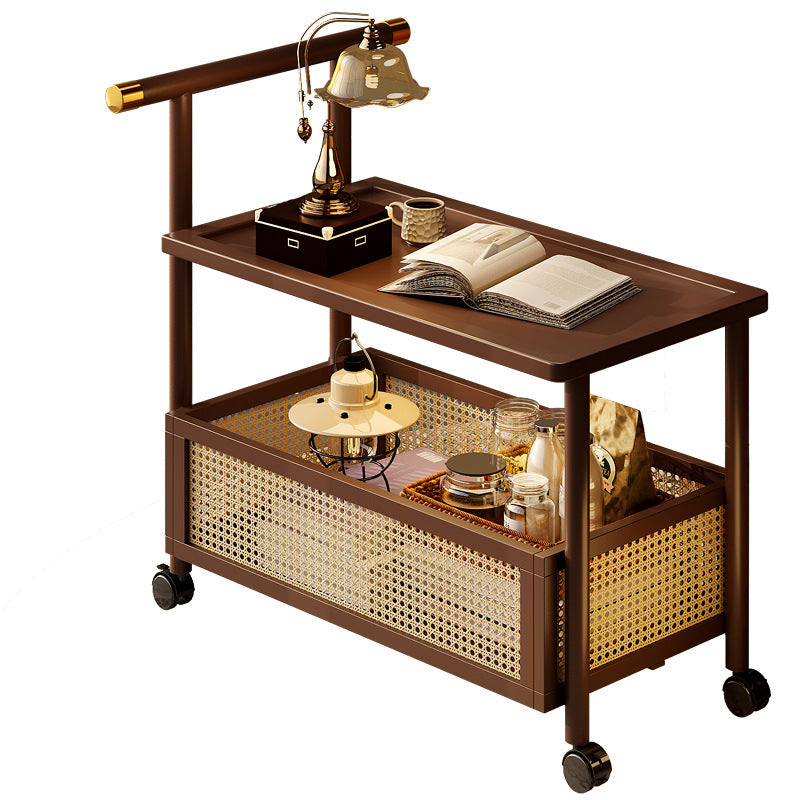 Classy medieval style coffee table sofa side table movable coffee table small push side table tea side table living room solid wood trolley