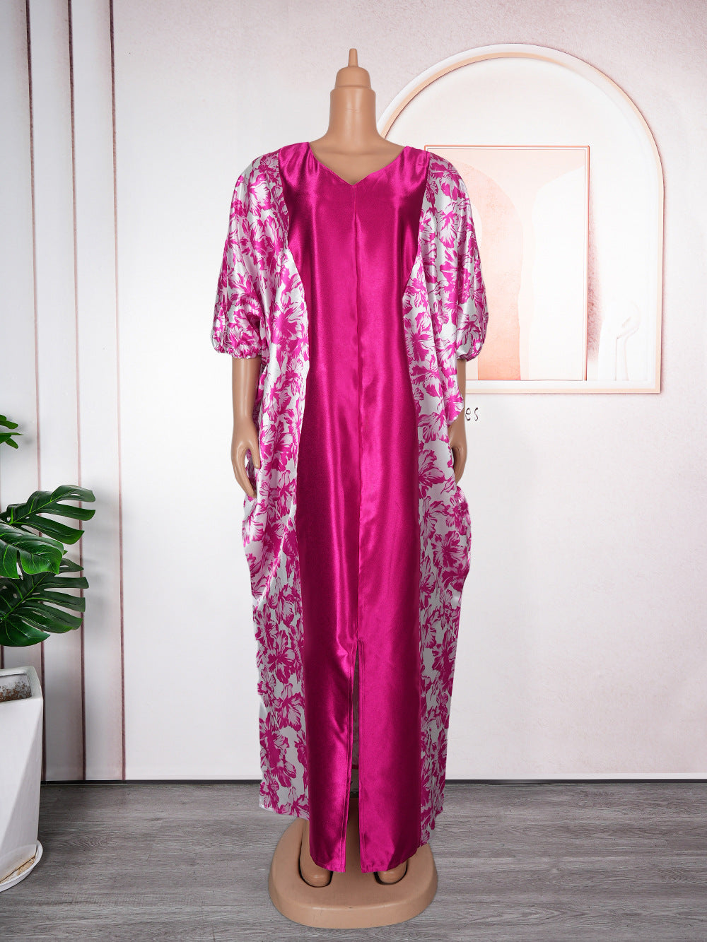 plus size women's ethnic style robe african foreign trade  color block print dress