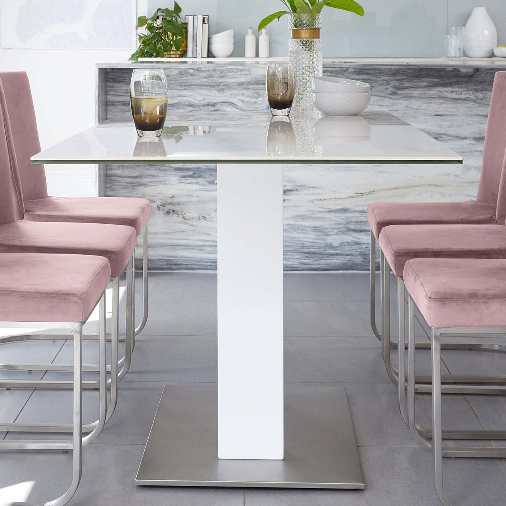Amazon tempered glass dining table - modern minimalist chinese style chair set - premium luxury