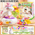 Kids pony embossing machine educational handmade flower arrangement girl play house flower art artificial bouquet bag making flower machine toy