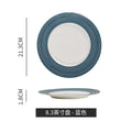Nordicins striped edge ceramic plate dinner plate western food flat plate for home vegetable plate hotel restaurant dessert plate