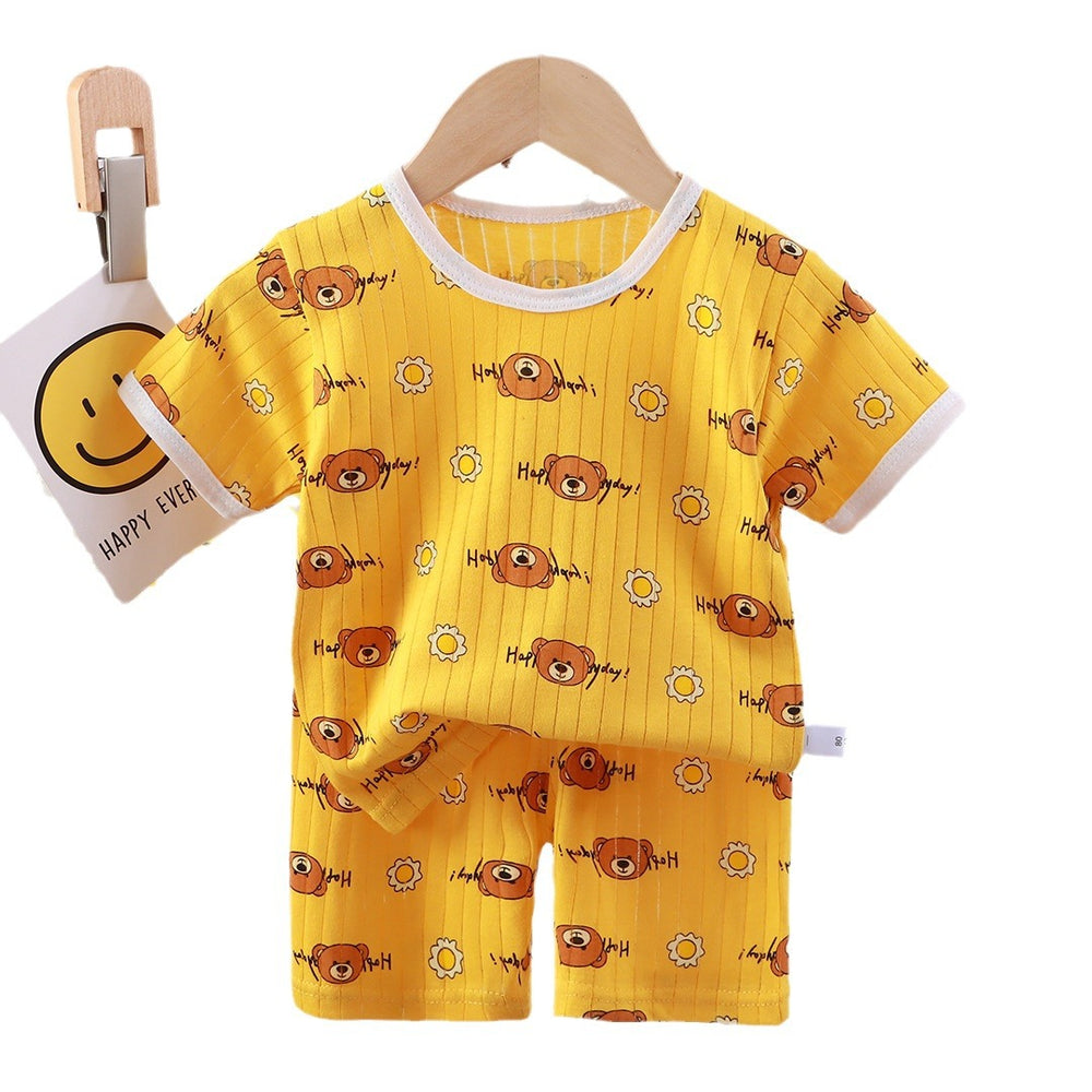 New summer children's loungewear set: lightweight casual cotton pajamas for boys and girls - perfect for air conditioning. two-piece set