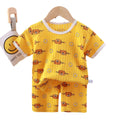 New summer children's loungewear set: lightweight casual cotton pajamas for boys and girls - perfect for air conditioning. two-piece set