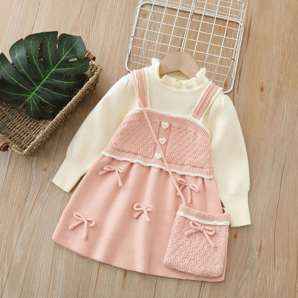 Girls' knit sweater dress - new autumn/winter  collection - handmade floral knit dress - sweet and stylish little girl's dress
