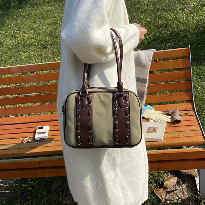High sense European and American style portable messenger bag women's 2025 new fashion niche design Boston shoulder bag