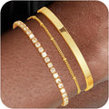 Fashion cross-border new arrival inlaid single zircon open bracelet glossy plain ring tennis chain bracelet multi-piece set of jewelry