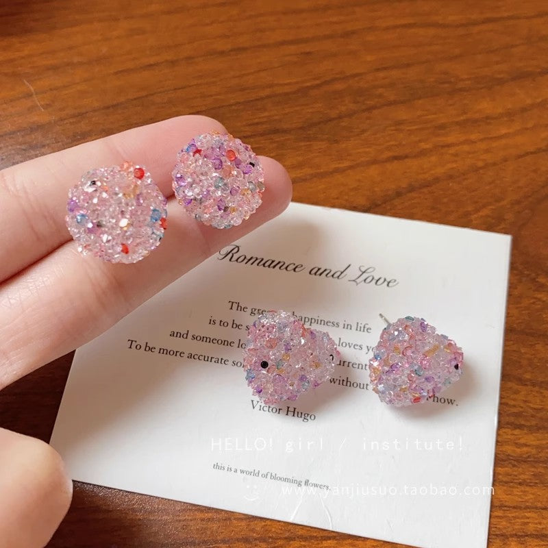 Korean style pink heart stud earrings - unique, stunning design, sweet, minimalist, versatile, and elegant earrings for women