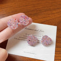 Korean style pink heart stud earrings - unique, stunning design, sweet, minimalist, versatile, and elegant earrings for women