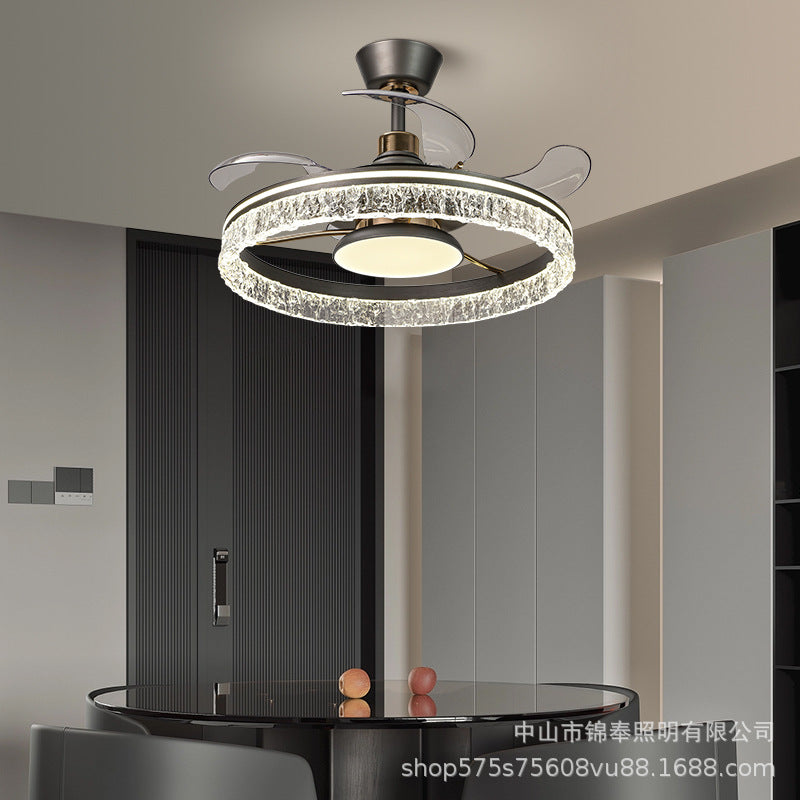 Ice crack ceiling fan light Invisible fan light Modern simple home decoration lighting Bedroom restaurant Household integrated fan light