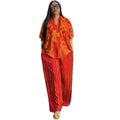 European and american cross-border african women's clothing  spring new casual v-neck loose printed top and wide-leg pants set