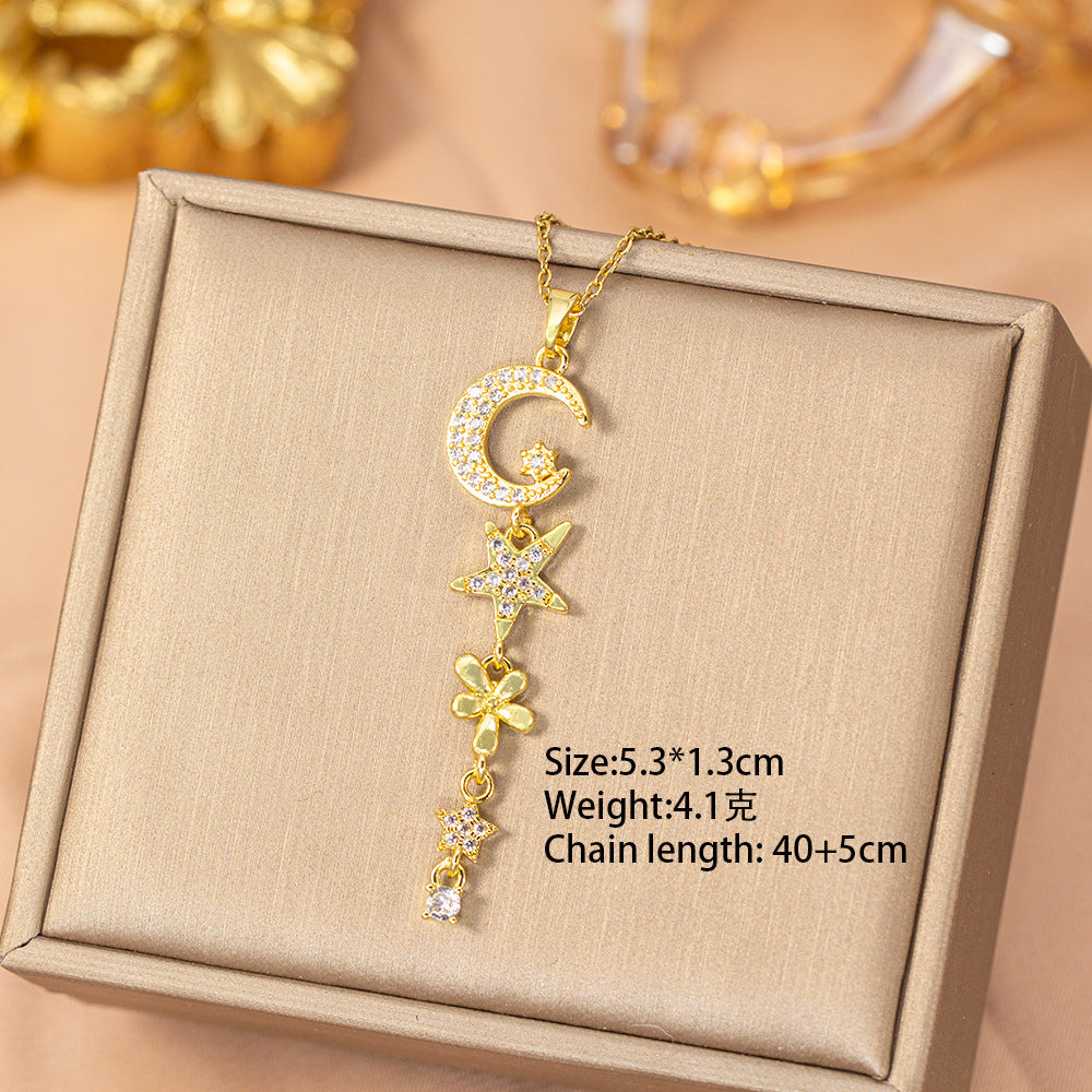 [titanium steel] fashion fashion hot selling tassel necklace women's light luxury high-end versatile clavicle chain jewelry