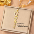 X-8373 gold-moon necklace [titanium steel chain copper inlaid zirconium pendant]