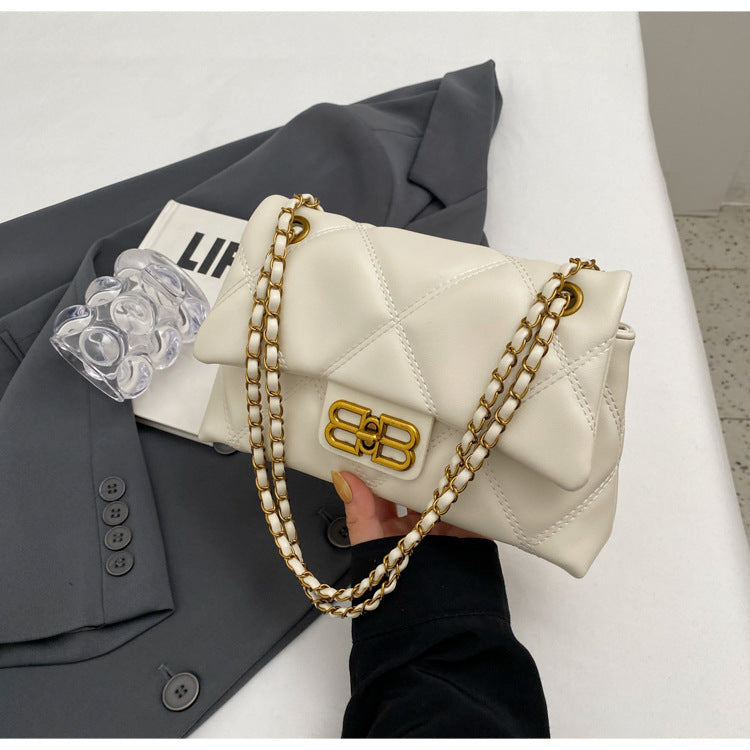 Rhombus Xiaoxiangfeng bag women's 2025 new retro chain bag, shoulder messenger bag, leather texture small square bag