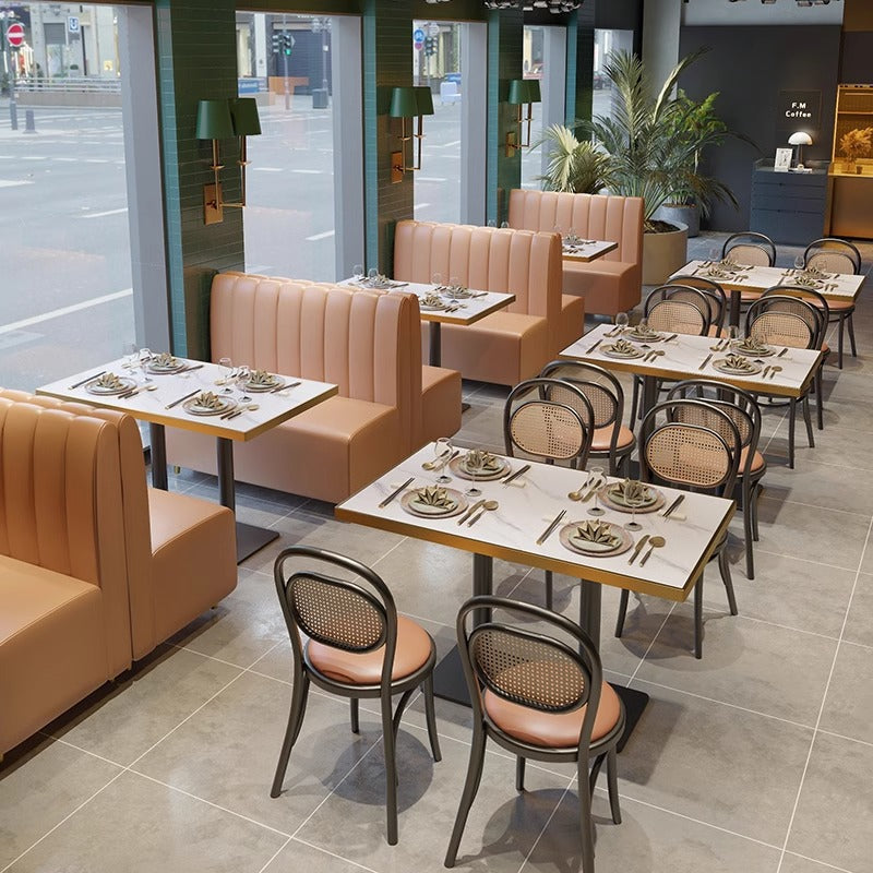 Customized dessert milk tea shop rock slab table and chair combination simple burger steak noodle shop coffee western restaurant card seat sofa