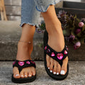 2025exportplus size36-42thick soleslimming look flip-flops wedge rhinestone women's slippersthick sole peach heart sandals