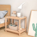 Scandinavian style bedside table solid wood bedroom bedside storage rack double layer storage small cabinet rental house for home small furniture