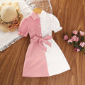 Girls' dress: cross-border bestseller,  summer european & american new fashion color block short sleeve toddler shirt dress