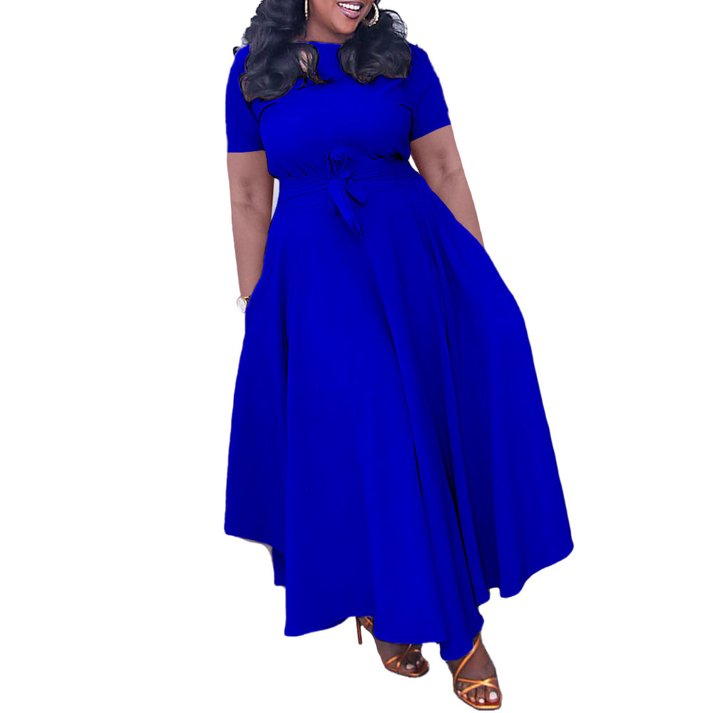 D3184 cross-border women's summer dress : new fashionable and elegant tie-up african-style plus size export dress (us/eu fit)