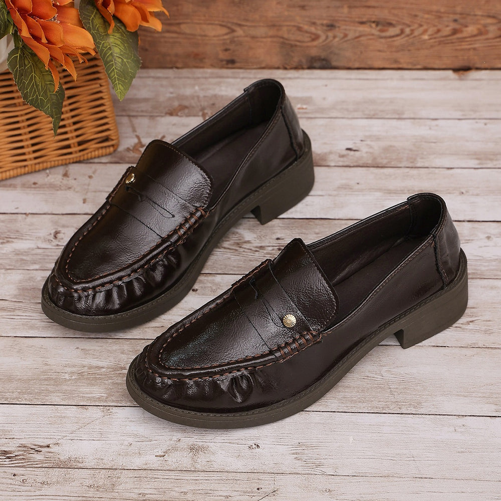 plus sizenew arrivalsense of design slip-on loafers women's retro british style pleated slip-on flats wholesale
