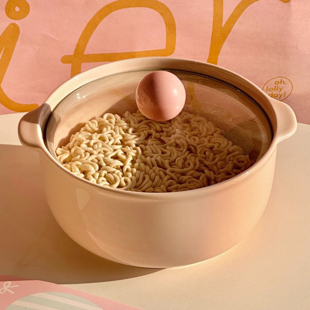 Double-eared bowl ceramic instant noodle bowl with lid special bowl for dormitory student large soup bowl for home one-person large-capacity bowl