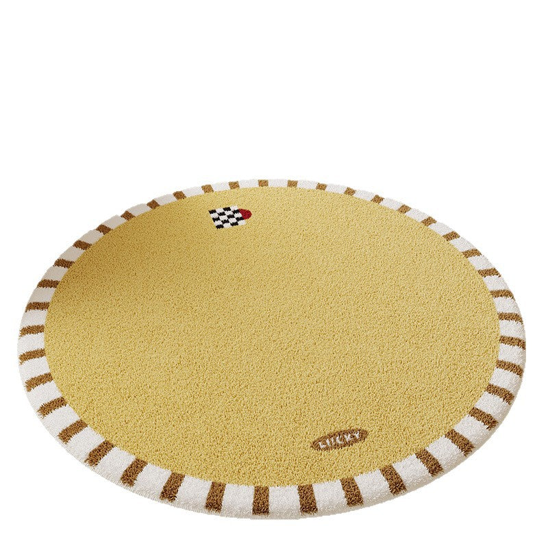 Cartoon faux cashmere round rug - perfect for bedroom bedside, study reading nook, cooling foot mat, living room sofa, or coffee table