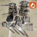 African 35-piece pot set thickened double bottom stainless steel suit pot cross-border 15pcs/45pcs cookware combination pots