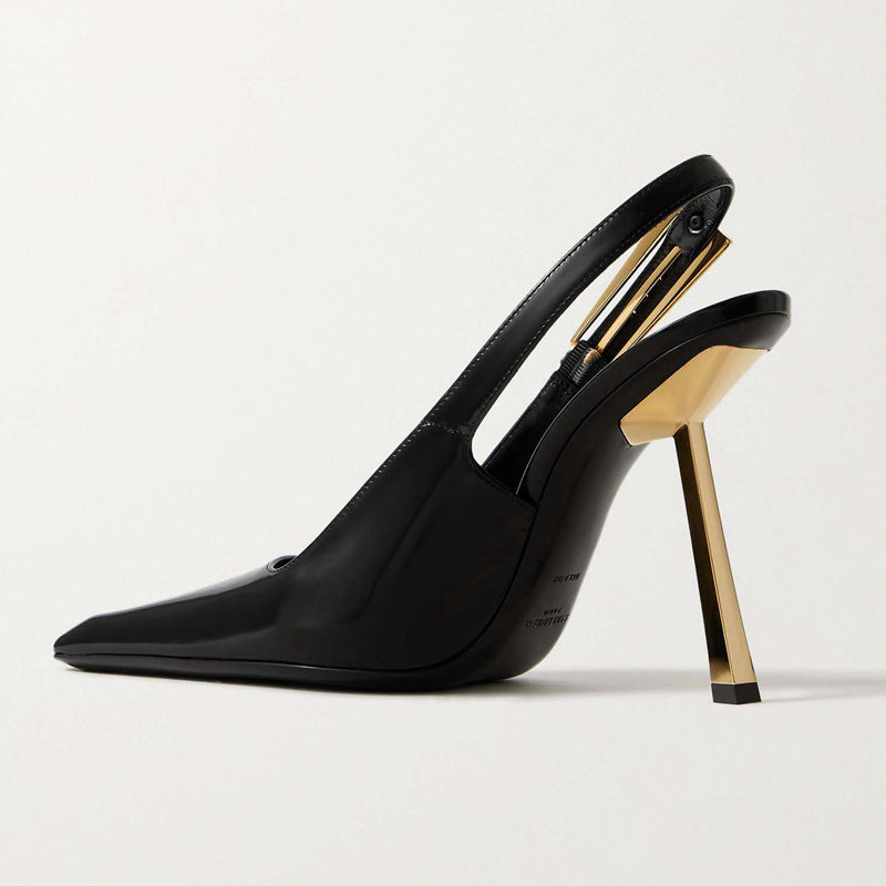 2026 summer new european and american style square toe stiletto heel sandals - patent leather upper, rubber sole, microfiber lining - women's shoes