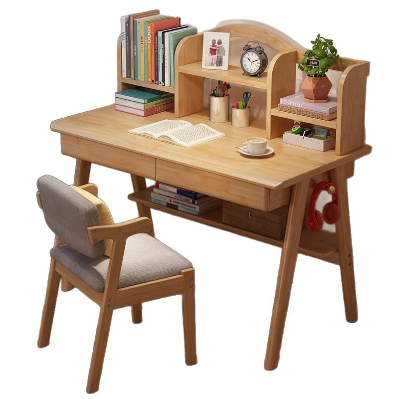 Solid wood desk - modern minimalist multifunctional computer desk for living room, bedroom, student study, small apartment office