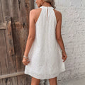 fashion  cut outembroiderhalterdress sleeveless loose a-line beach vacation skirt