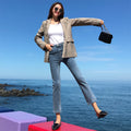 Straight-leg jeans,  new style, chic and fashionable denim cropped pants, comfortable and casual, stretchy and versatile women's jeans