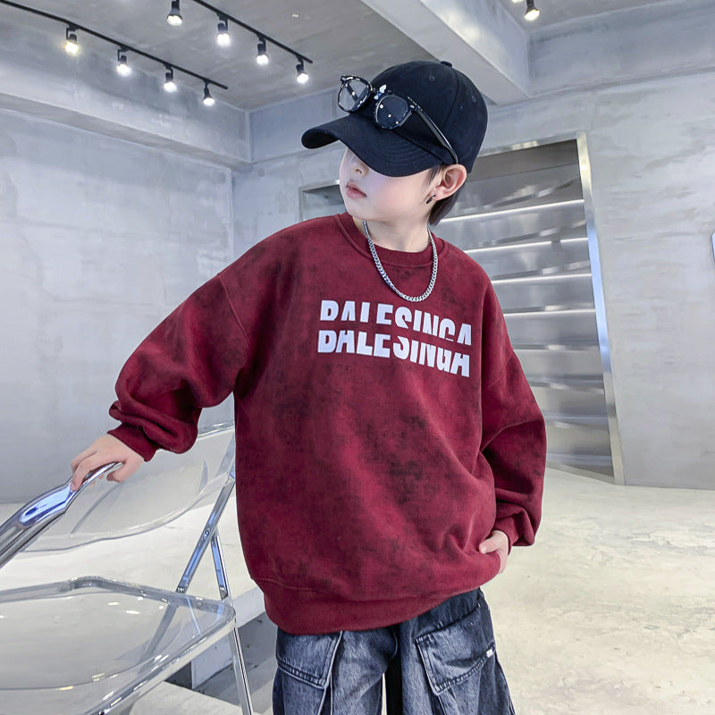 Boys' fall sweatshirt -  new collection - kids' autumn casual top - mid-to-large size - spring/autumn style - stylish boy's apparel