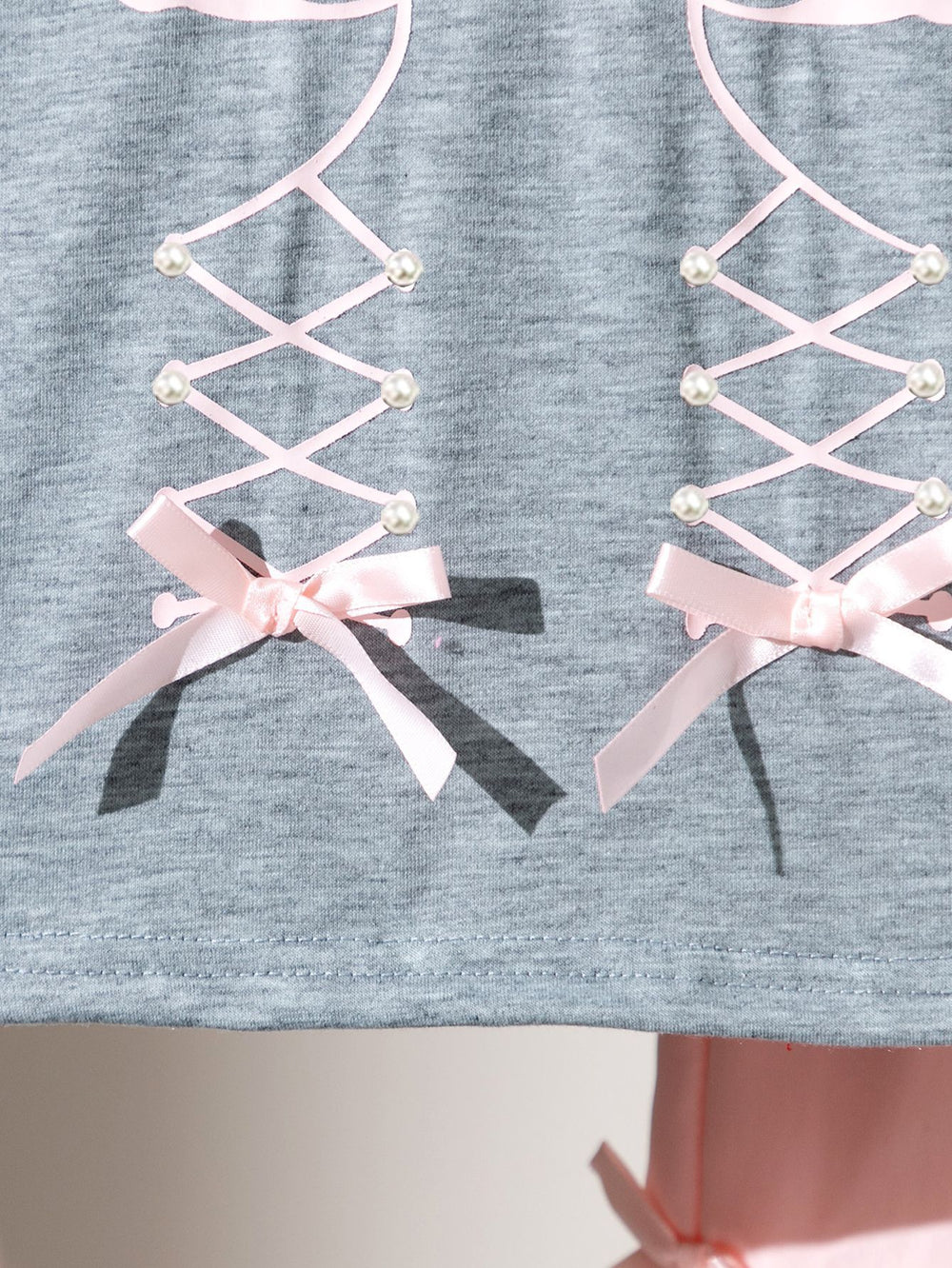 spring/summer new arrival: cross-border girls' collegiate style printed short-sleeve two-piece set with 3d bowknot pants