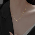 Casuallovek-styleshort clavicle chain elegantpopular necklace for women super sparkling zircon heart-shaped pendant