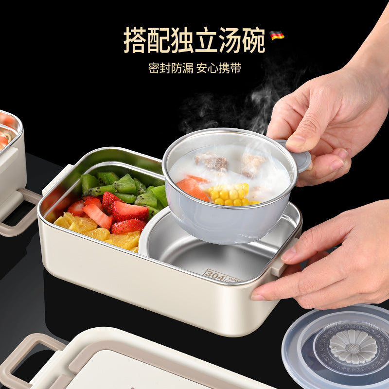 304 water-free thermal insulation lunch box Office workers hot rice artifact portable with rice lunch box Bento box thermal insulation lunch box