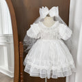 Girls'  new princess dress summer baby white dress flower girl wedding dress birthday tutu skirt