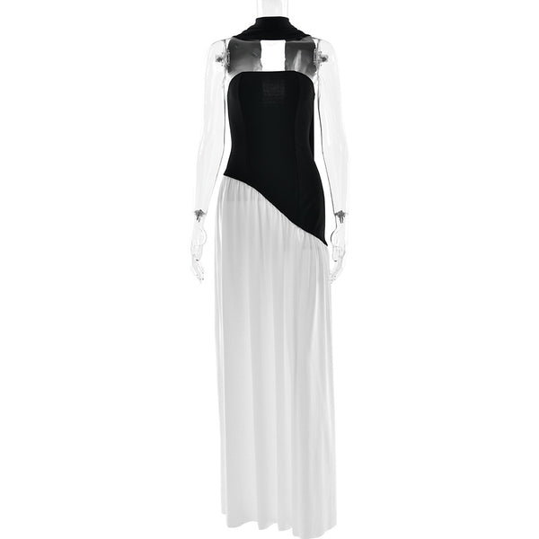 2025 European and American  spring and summer models sexy backless tube top slim dress new hot-selling split streamer dress