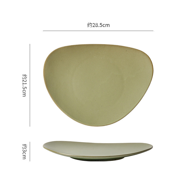 Creative stylish triangle stoneware dinner plate western food steak plate pasta plate cooking plate home practical large dish plate